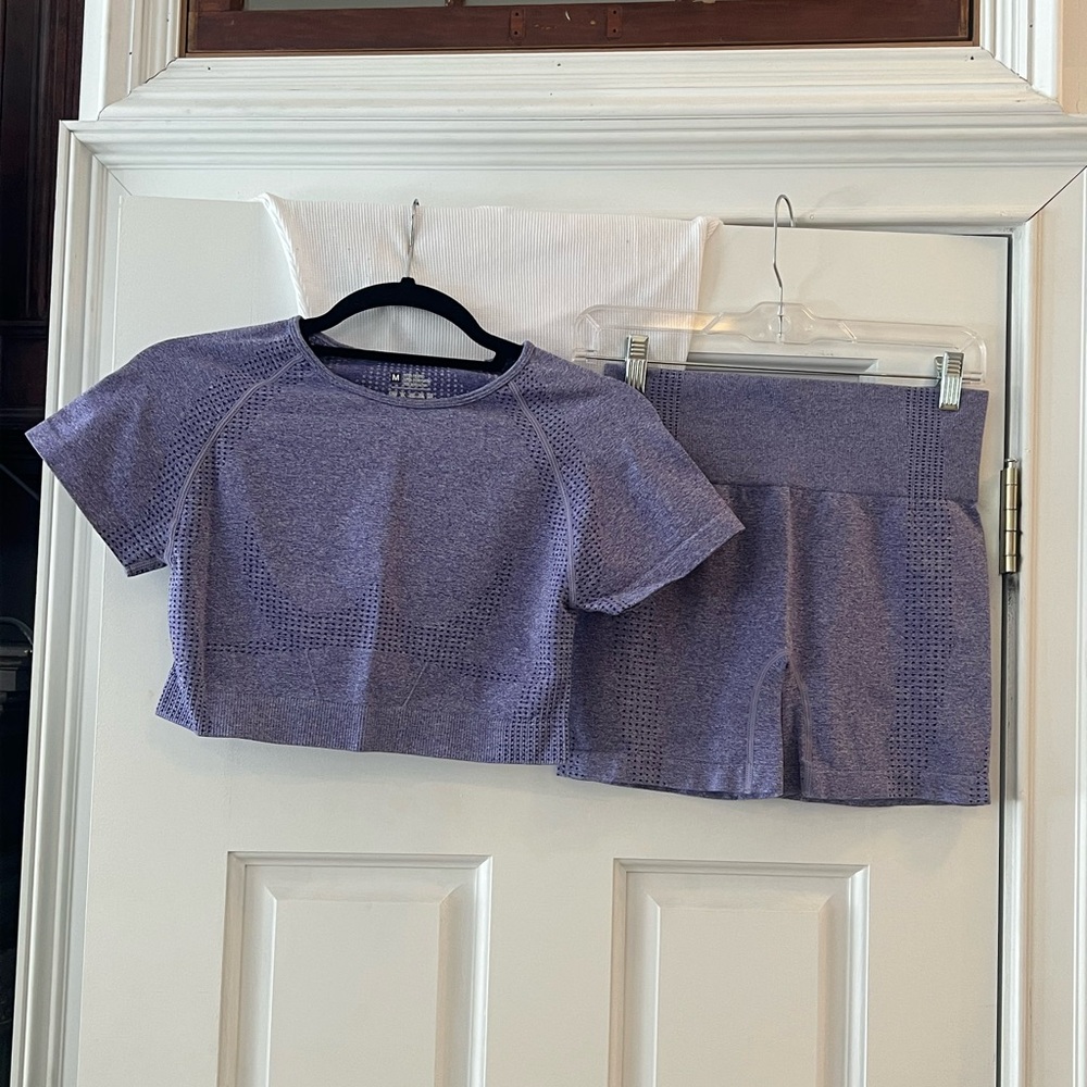 Purple Textured Activewear Top